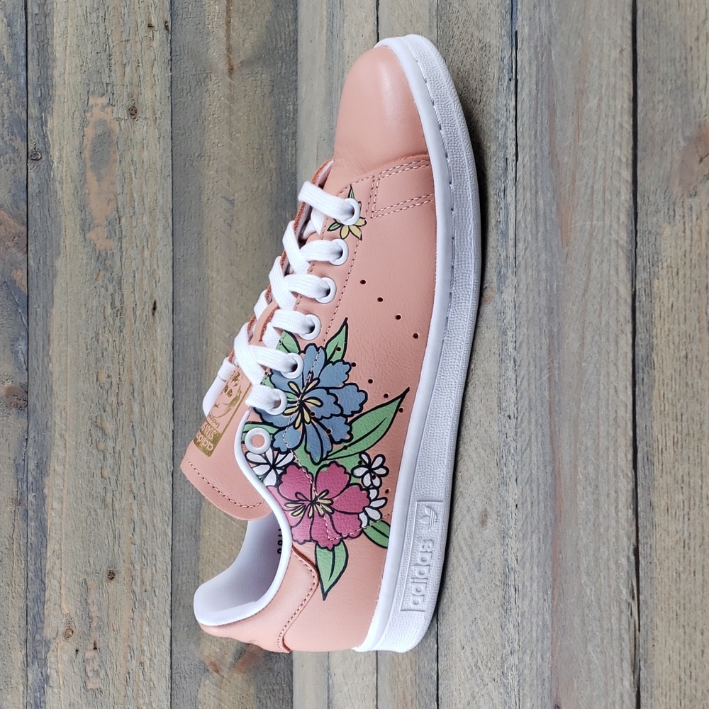 adidas Stan Smith Originals Women's Sneakers Amber Blush Floral - Picture 2 of 10
